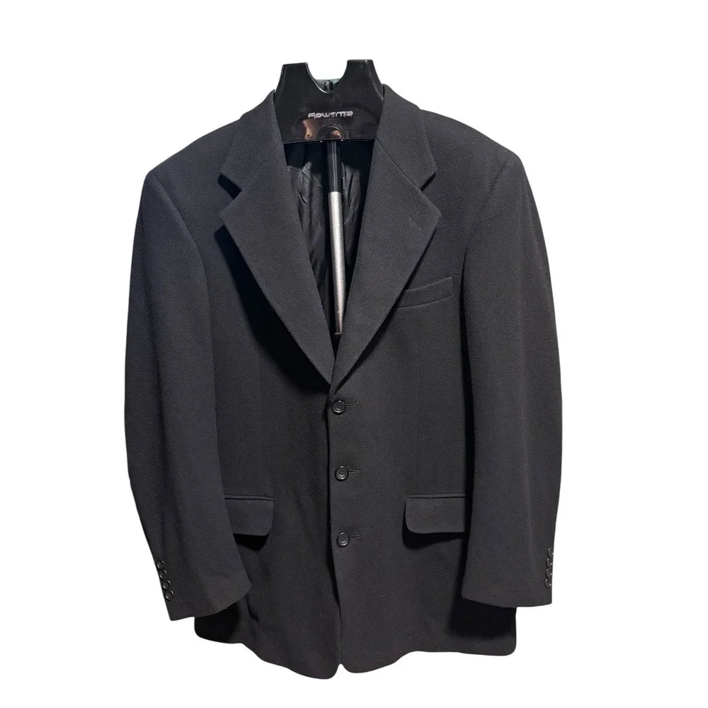 Chereskin Men L42 Sport Coat Jacket Blazer Black Cashmere Blend Business Travel